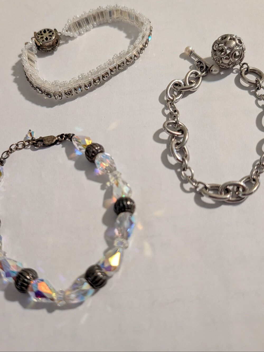 Set of 3 Silver Tone & Sparkling Crystal Bracelets ✨
